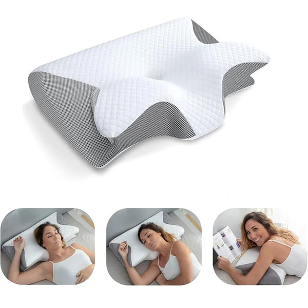 Almohada Cervical de Espuma de Memoria 2 en 1 – Soporte Ortopédico Ergonómico para Dolor de Cuello