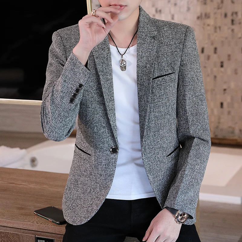 Blaze Men Moda Slim de Cuatro Estaciones Estilo Empresarial