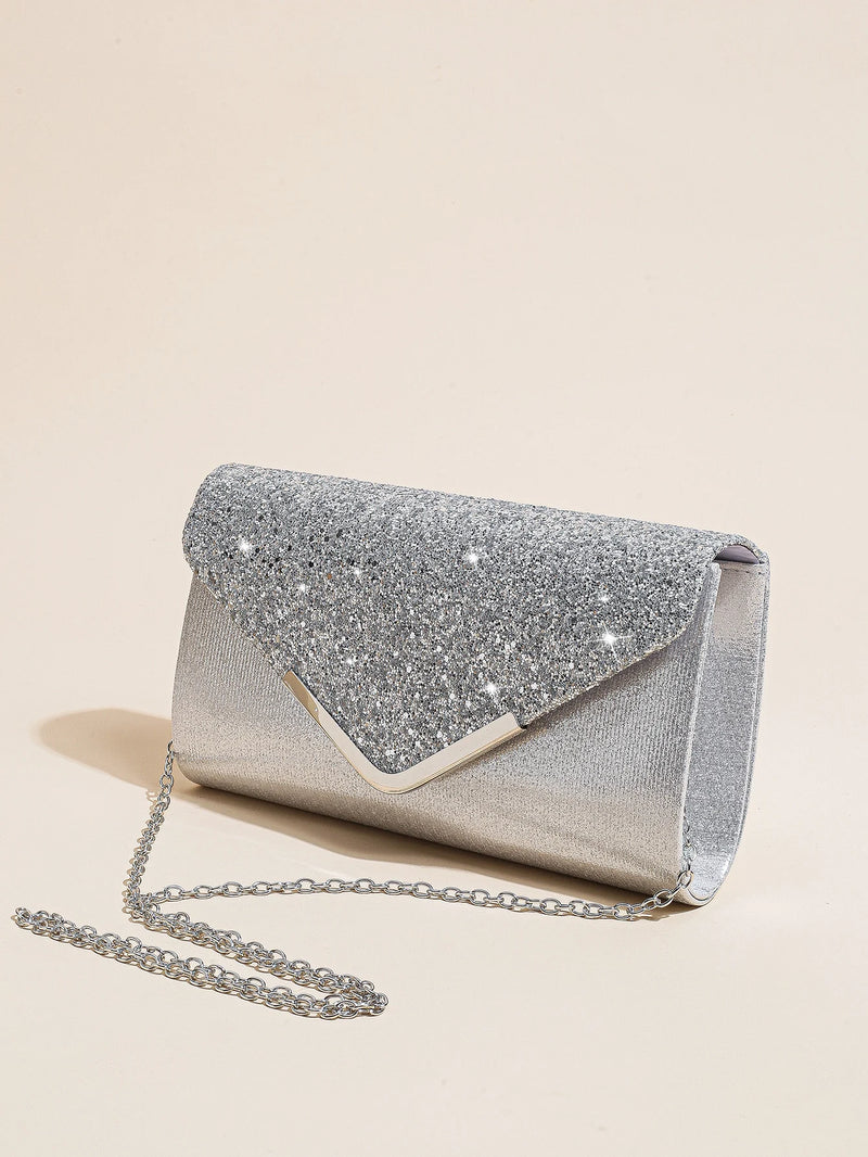 Bolso de Fiesta Mujer con Lentejuelas y Cadena Tipo Clutch