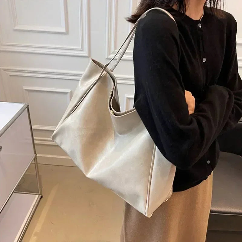 Bolso de Mano para Mujer – Bolso Retro de Cuero PU Suave, Gran Capacidad, Bandolera Casual y Portátil, Estilo Cubo