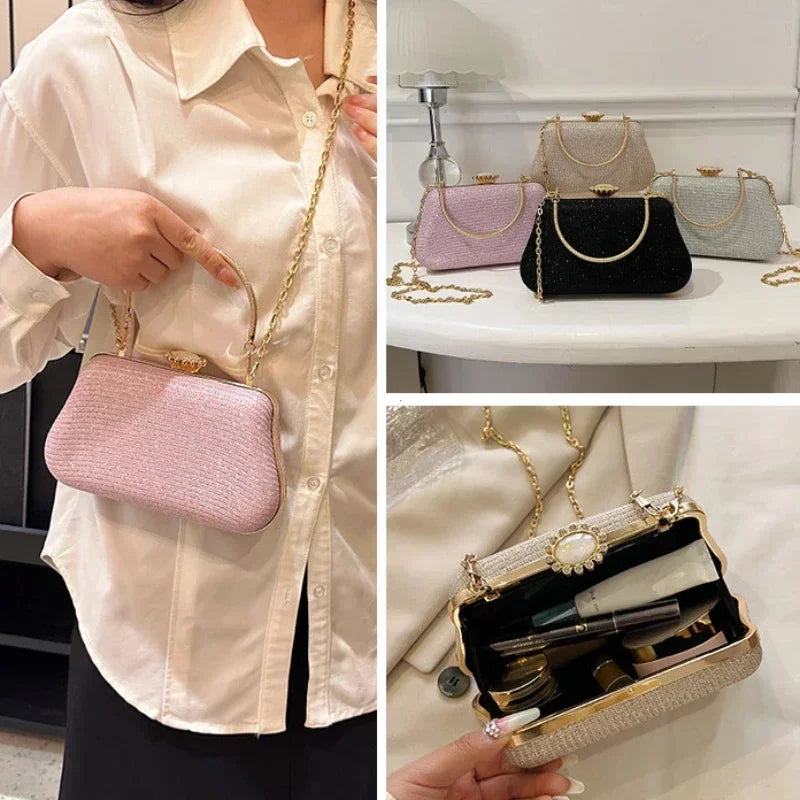 Bolso de Noche de Lujo para Mujer, Clutch de Brillo, Bolsos de Fiesta y Banquete, Bolsa de Mano y Bandolera