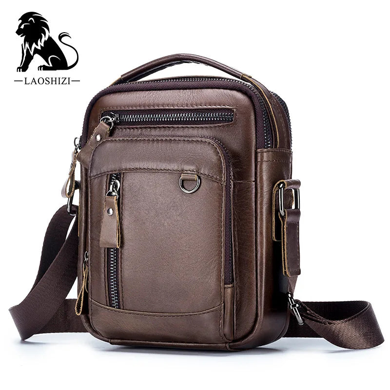 Bolso de Hombre 100% Cuero Genuino Bandolera Mensajero Cruzado Diseño Pequeño