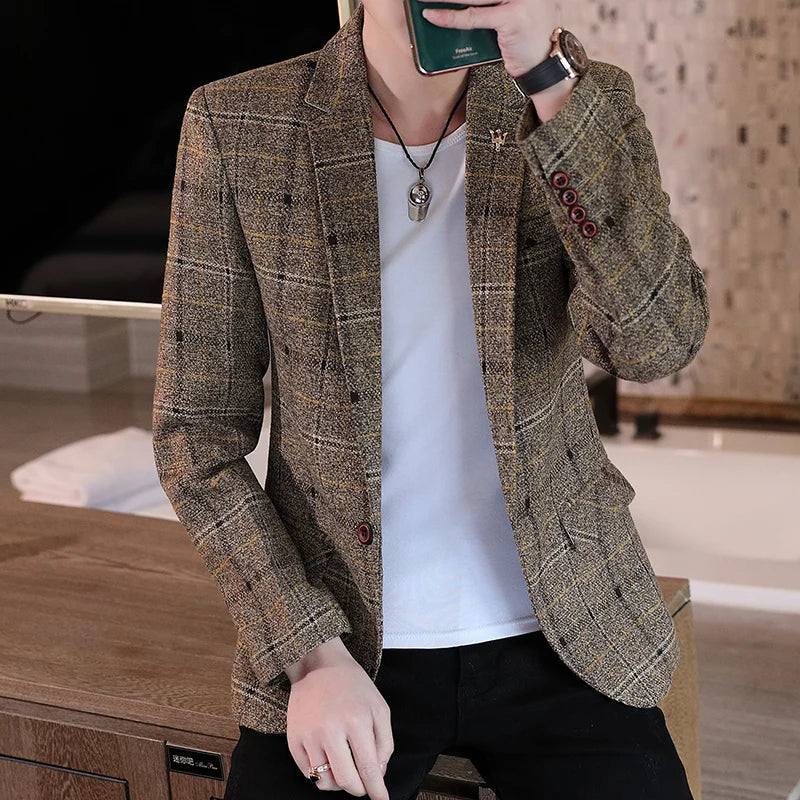 Blaze Men Moda Slim de Cuatro Estaciones Estilo Empresarial