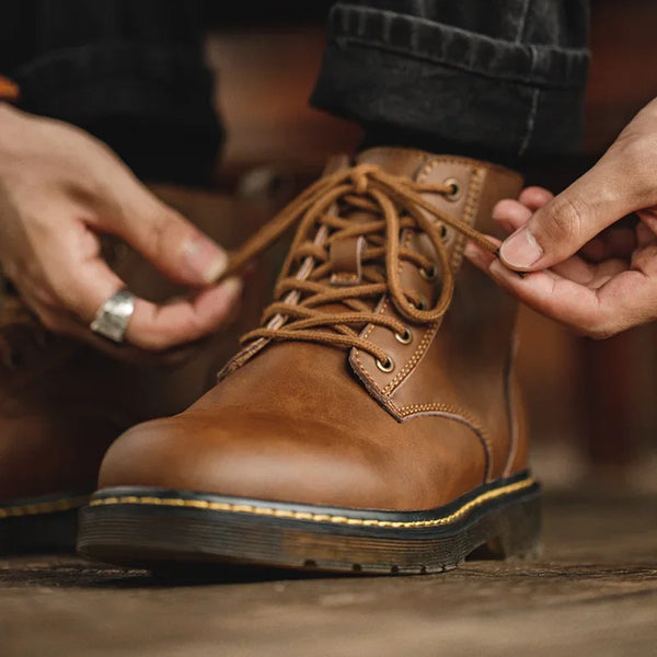 Botas de cuero para hombre, cómodas y cálidas para invierno, botas de motocicleta, botines, zapatos Oxford, botas de nieve y trabajo.