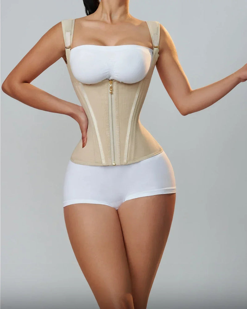 Faja Colombiana Doble Compresión con Cremallera y Broches Ajustables para Mujer