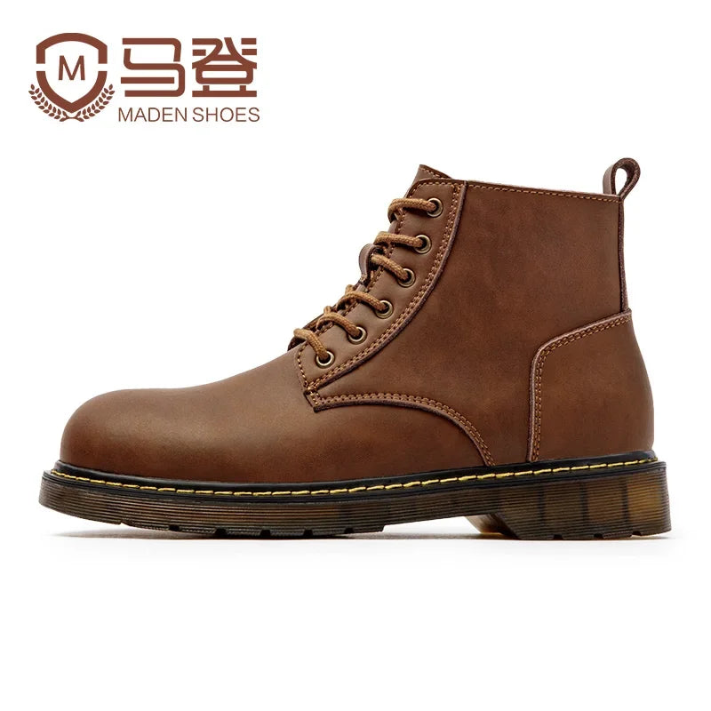Botas de cuero para hombre, cómodas y cálidas para invierno, botas de motocicleta, botines, zapatos Oxford, botas de nieve y trabajo.