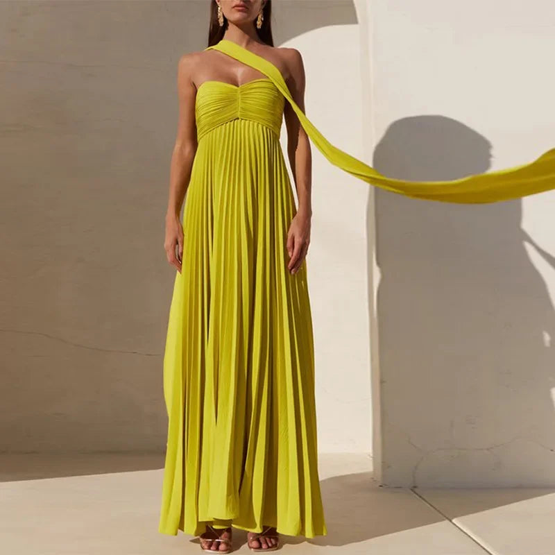 Vestido Largo Sin Tirantes con Cinta para Mujer, Sexy y Sin Espalda.