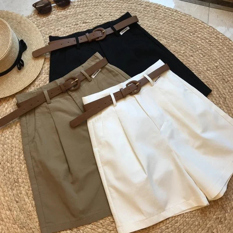Shorts de Pierna Ancha para Mujer, Verano, Algodón Ligero, Casual y Clásico