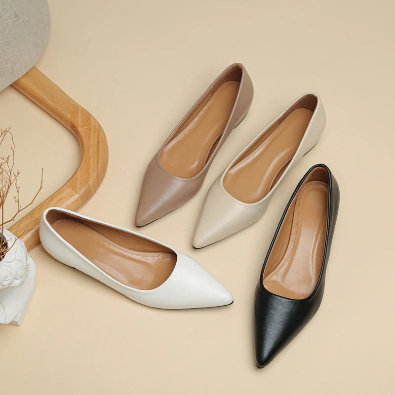 Zapatos de tacón cuadrado mujer punta afilada elegantes zapatos de vestir cuero