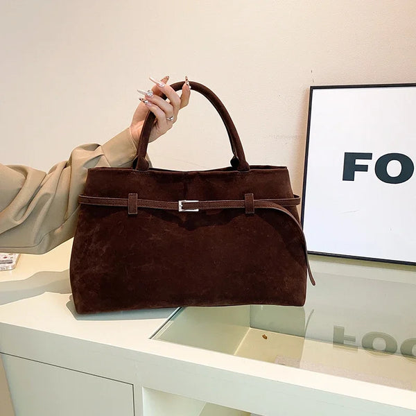 Bolso Tote PU Grande Capacidade com Cinto - Design Retro e Versátil para Mulheres, Ideal para Uso Diário e Lazer