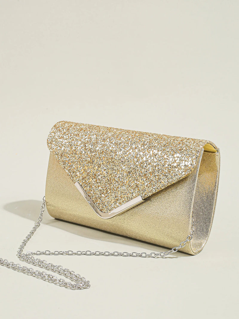 Bolso de Fiesta Mujer con Lentejuelas y Cadena Tipo Clutch