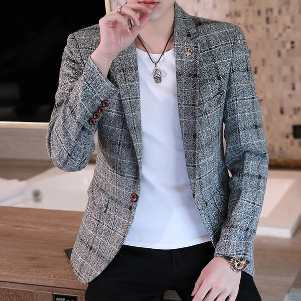 Blaze Men Moda Slim de Cuatro Estaciones Estilo Empresarial