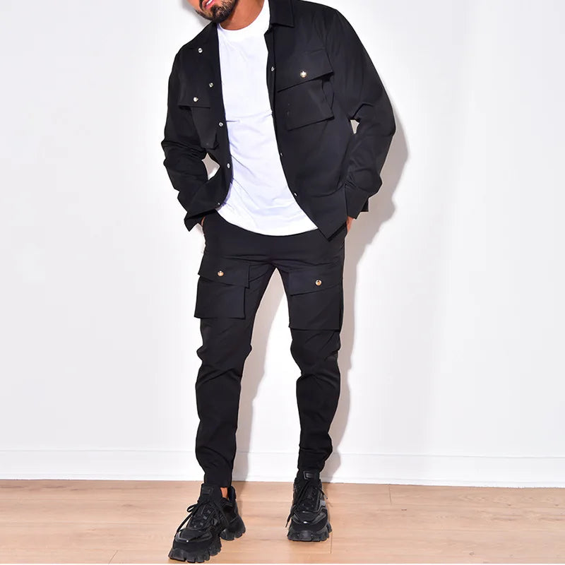 Conjunto Casual de Hombre, Chaqueta de Manga Larga y Pantalones Leggings