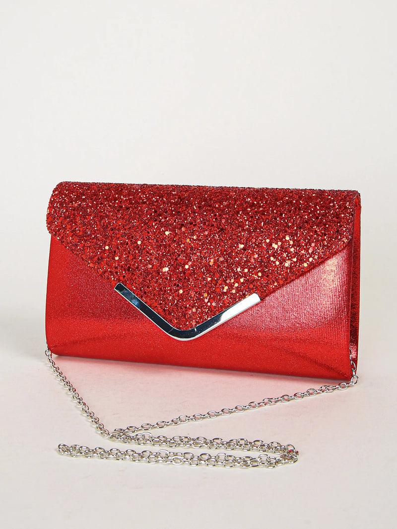 Bolso de Fiesta Mujer con Lentejuelas y Cadena Tipo Clutch