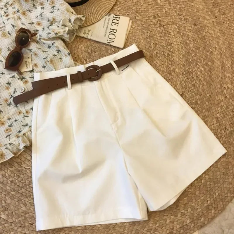 Shorts de Pierna Ancha para Mujer, Verano, Algodón Ligero, Casual y Clásico