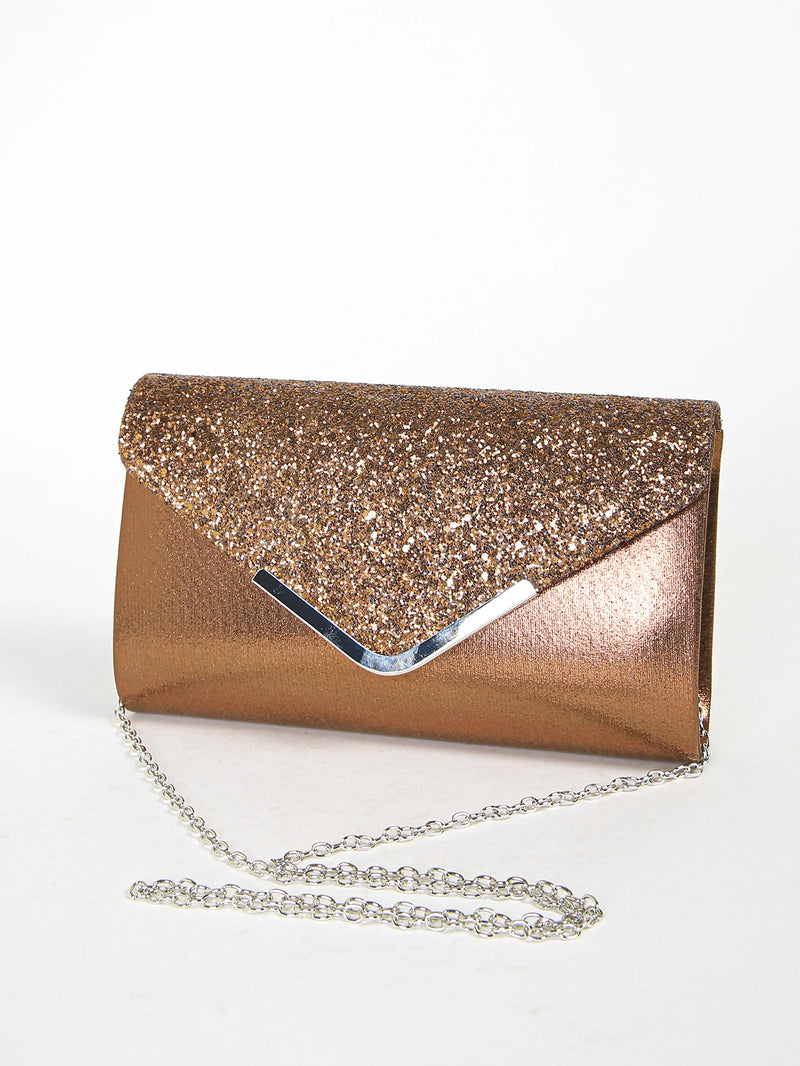Bolso de Fiesta Mujer con Lentejuelas y Cadena Tipo Clutch
