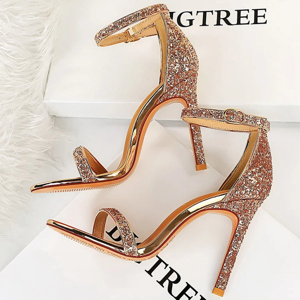 Zapatos de Tacón Alto BIGTREE 10 cm con Brillos para Mujer