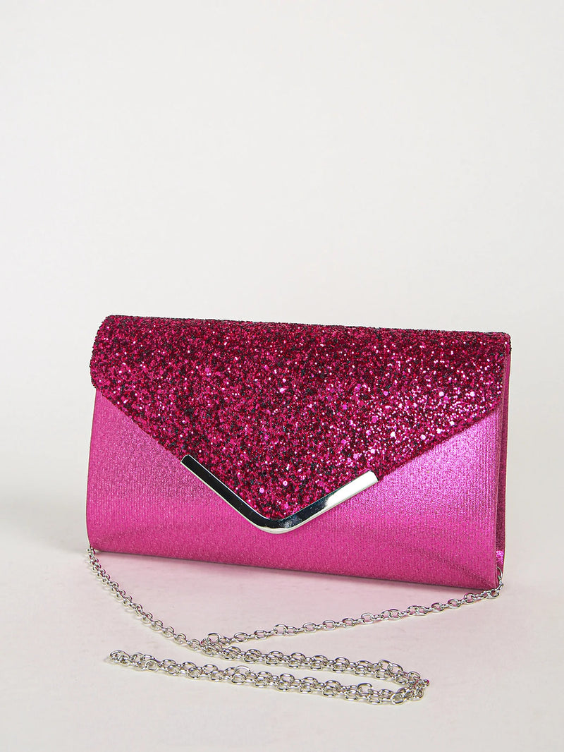 Bolso de Fiesta Mujer con Lentejuelas y Cadena Tipo Clutch