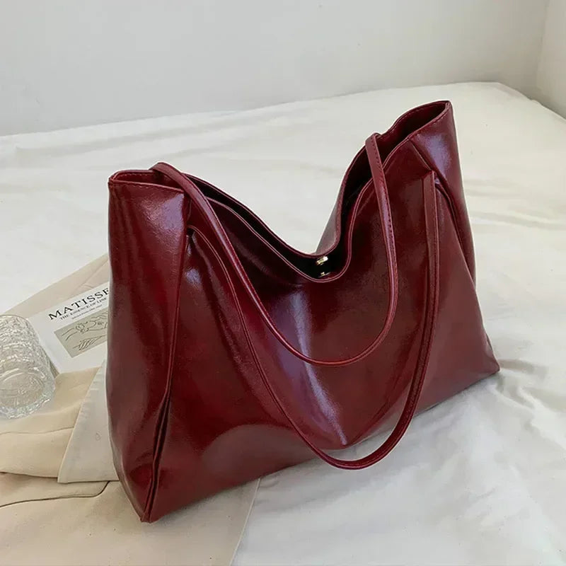 Bolso de Mano para Mujer – Bolso Retro de Cuero PU Suave, Gran Capacidad, Bandolera Casual y Portátil, Estilo Cubo