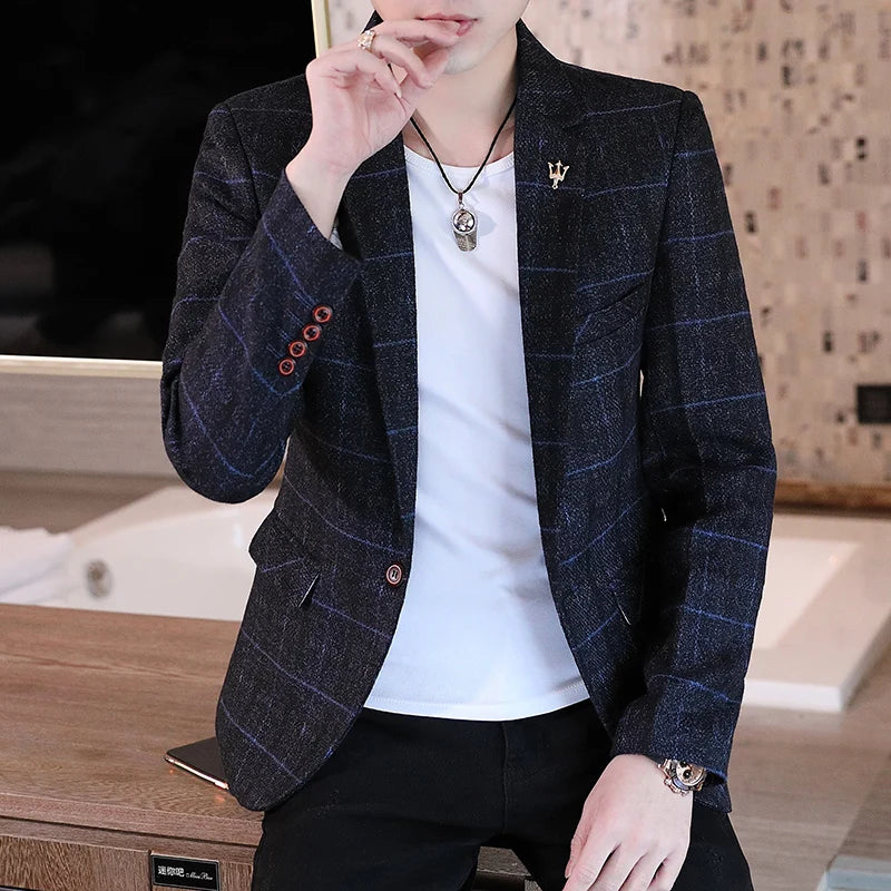Blaze Men Moda Slim de Cuatro Estaciones Estilo Empresarial
