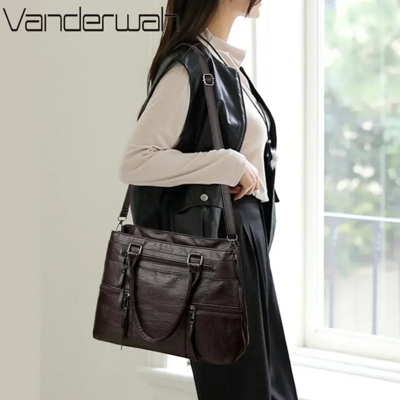 Bolso Elegante de Cuero para Mujer, Bandolera y Tote Casual de Marca de Lujo