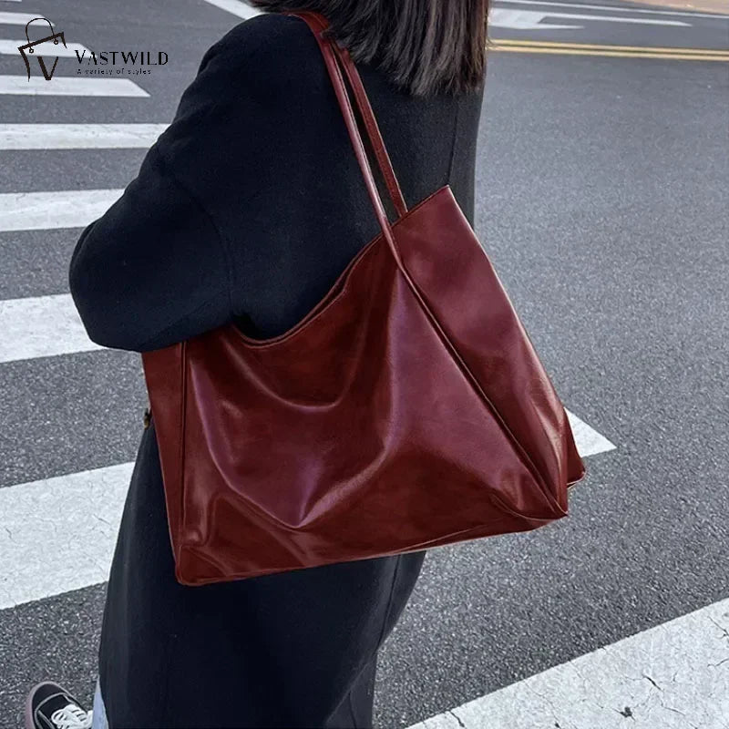 Bolso de Mano para Mujer – Bolso Retro de Cuero PU Suave, Gran Capacidad, Bandolera Casual y Portátil, Estilo Cubo