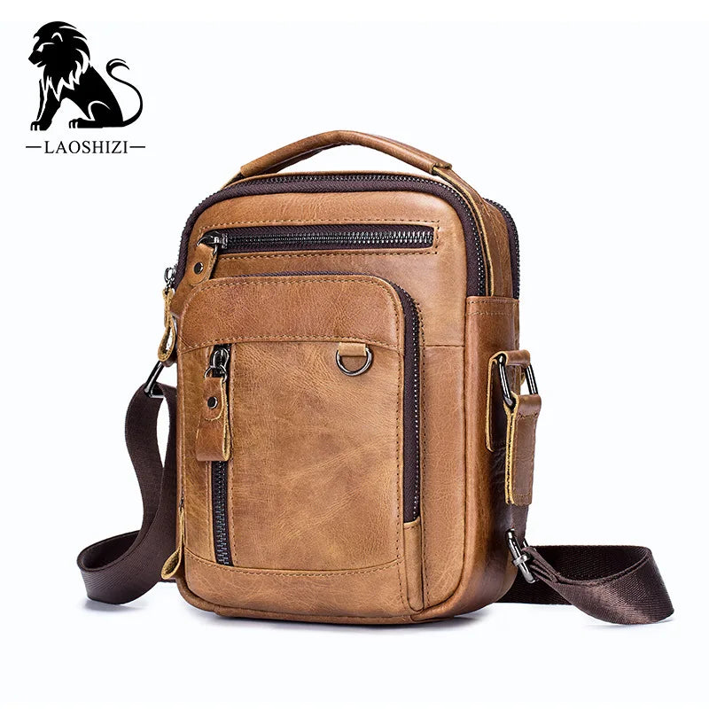 Bolso de Hombre 100% Cuero Genuino Bandolera Mensajero Cruzado Diseño Pequeño