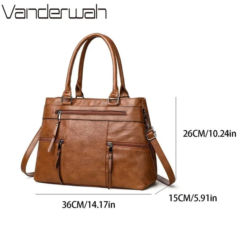 Bolso Elegante de Cuero para Mujer, Bandolera y Tote Casual de Marca de Lujo