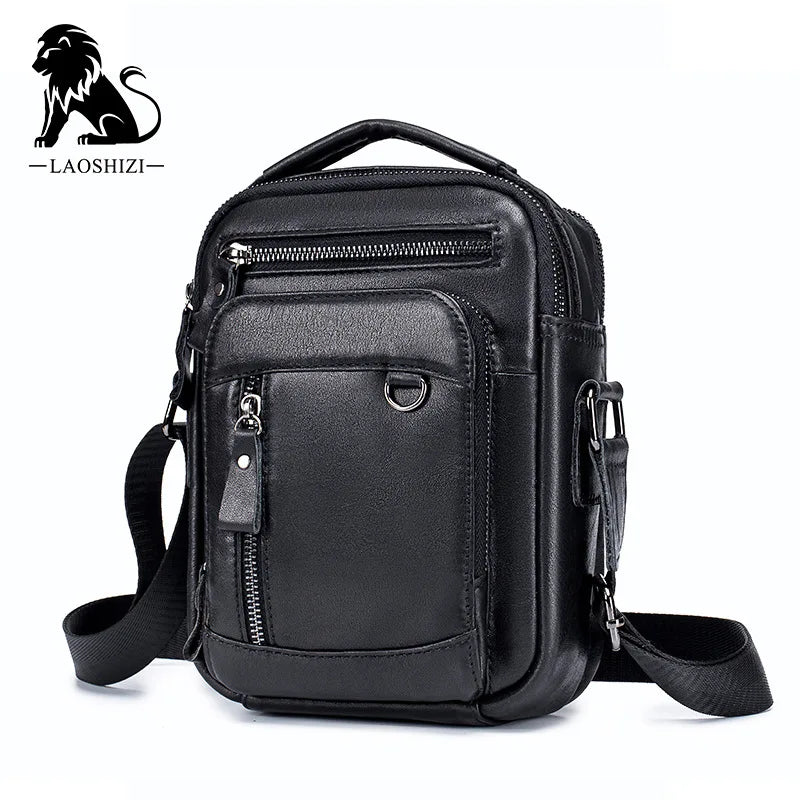 Bolso de Hombre 100% Cuero Genuino Bandolera Mensajero Cruzado Diseño Pequeño