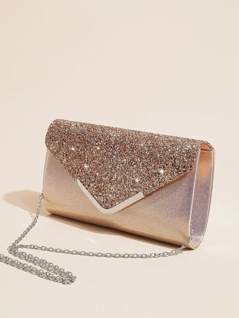 Bolso de Fiesta Mujer con Lentejuelas y Cadena Tipo Clutch