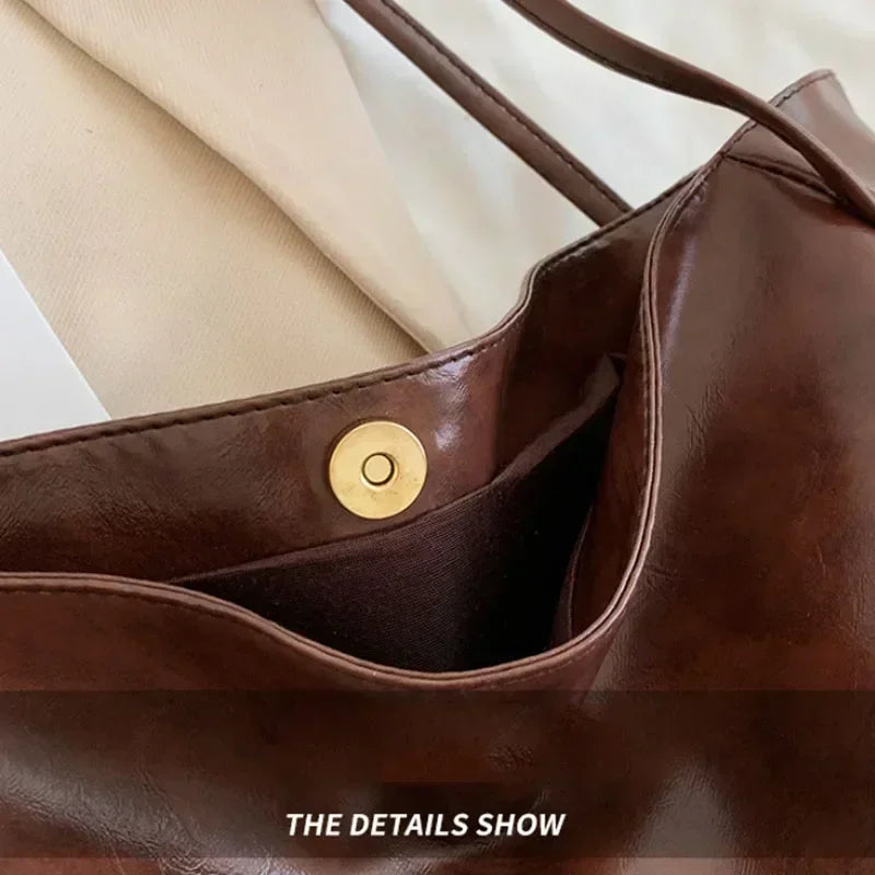 Bolso de Mano para Mujer – Bolso Retro de Cuero PU Suave, Gran Capacidad, Bandolera Casual y Portátil, Estilo Cubo