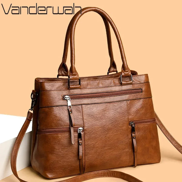 Bolso Elegante de Cuero para Mujer, Bandolera y Tote Casual de Marca de Lujo