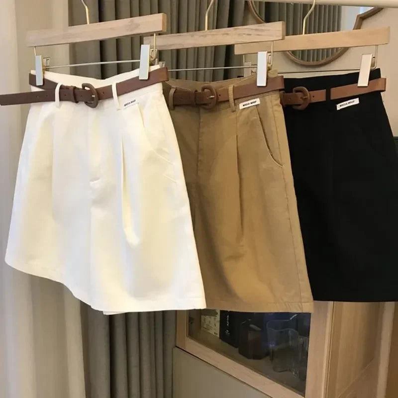 Shorts de Pierna Ancha para Mujer, Verano, Algodón Ligero, Casual y Clásico